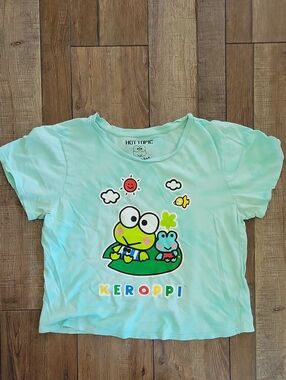 Hot Topic Mint Green Tie Dye Keroppi Crop Top Tee